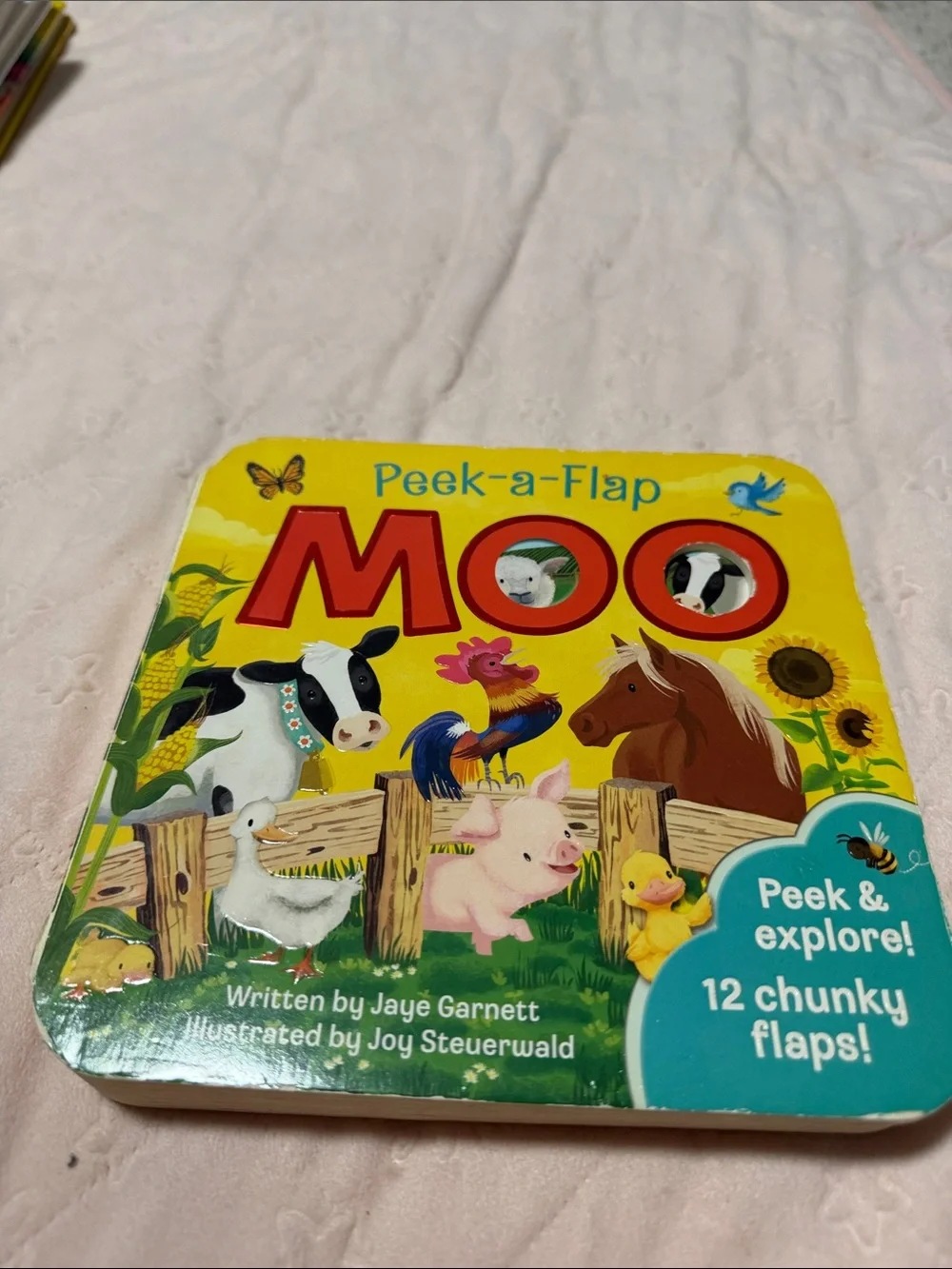 Peek-a-Flap Moo Kids Board Book - Yellow
